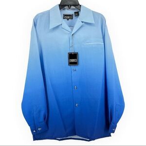 Pronti Collection NWT by Phita Blue Ombré Style Button Down Shirt Size M